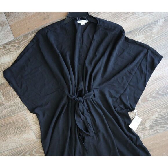 Good American GSW0394 Women's Sz 0-4 Black Goddess Tie Waist Robe Cover-Up - Picture 9 of 10